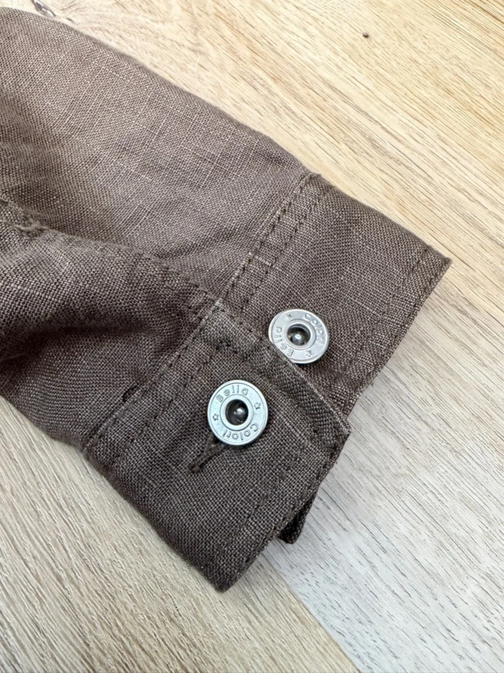 Bella Colori Brown Button-front Linen Jacket